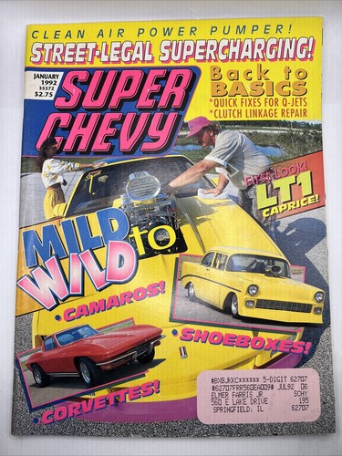 Super Chevy Magazine January 1992 Camaro Corvette Shoeboxes