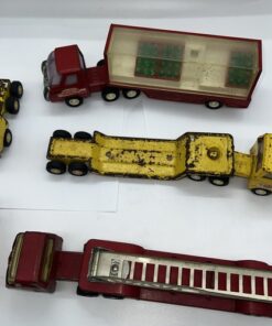 Alternative view of Vintage Tonka Truck Lot Fire Truck Coca Cola  Lowboy Hauler Pick Up Lot