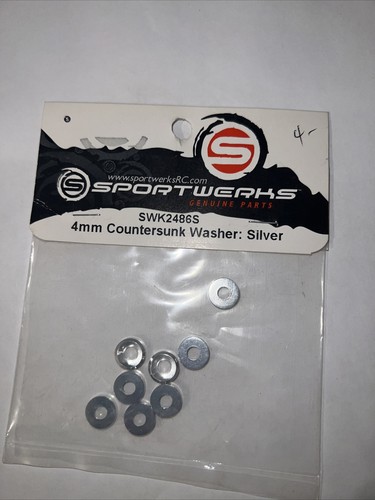 Vintage RC Car Sportwerks SWK2486S 4mm Countersunk Washer Silver