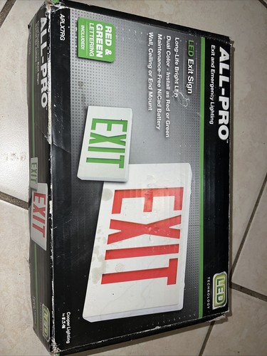 ALL-PRO Exit and Emergency Lighting LED EXIT SIGN APLX7RG New Open Box