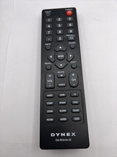 Dynex LCD LED TV Remote Control DX-RC01A-12 for DX37L200A12 DX40L261A12 Tested