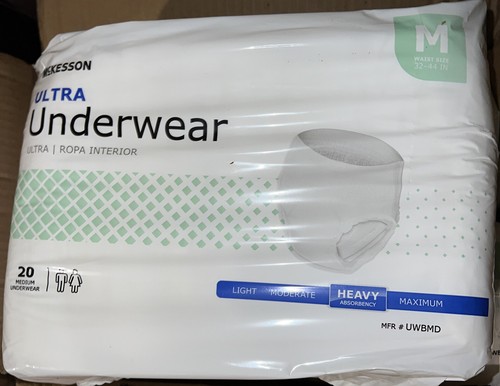 McKesson Case Of 4 UWBMD Disposable Heavy Absorbency Adult Underwear Size M