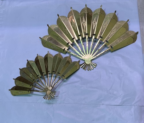 Vtg. Homco (2) Gold Fan Wall Decor - Victorian