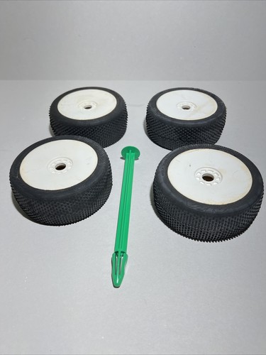 AKA PRODUCTS INC. 1/8 P1 Soft Long Wear Pre-Mounted Tires White Wheels 4