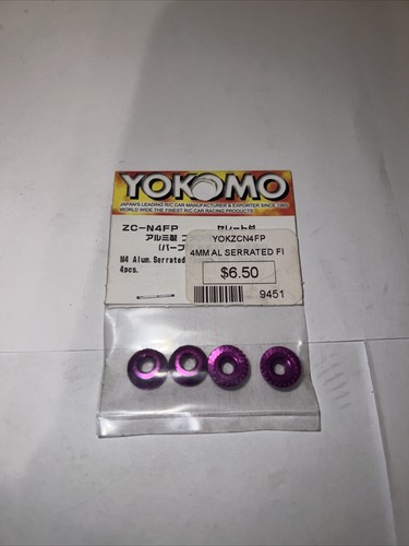 Yokomo 4mm Aluminum Serrated Flanged Nut (Purple) (4) [YOKZC-N4FPA]