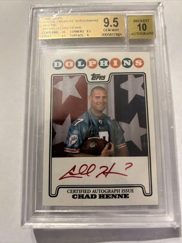 Chad Henne 2008 Topps Rookie Premiere Auto #RPA-CH (RED) BGS Graded 9.5