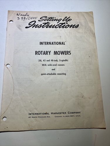 International 38 42 48 Rotary Mowers Cub Cadet Installing Instructions Tractor