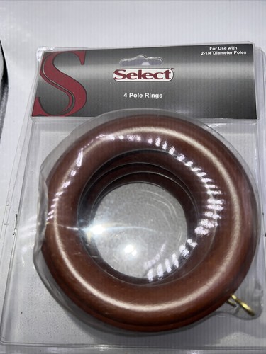Curtain Drapery Ribbed Walnut Wooden Curtain Drapery 4 Rings