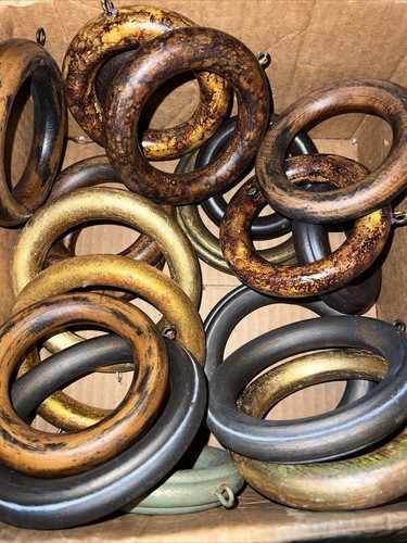 Kirsch Drapery Wood Pole Curtains Mix Lot Wooden Ribbed Solid Ring Lot (18)